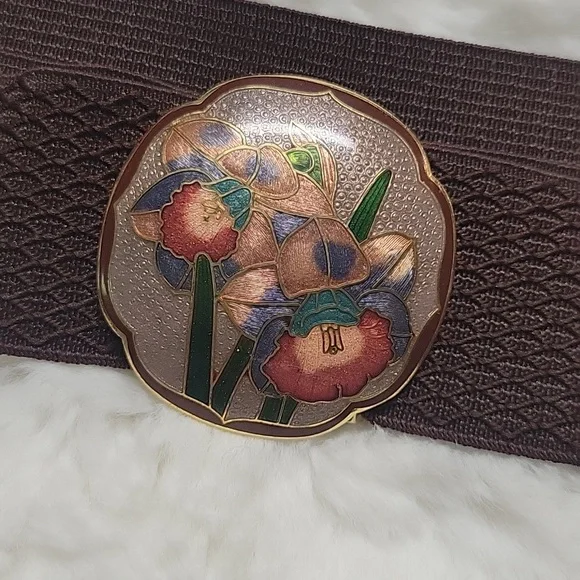 Cloisonne | Accessories | Cloisonne Floral Buckle On Brown  display picture 2